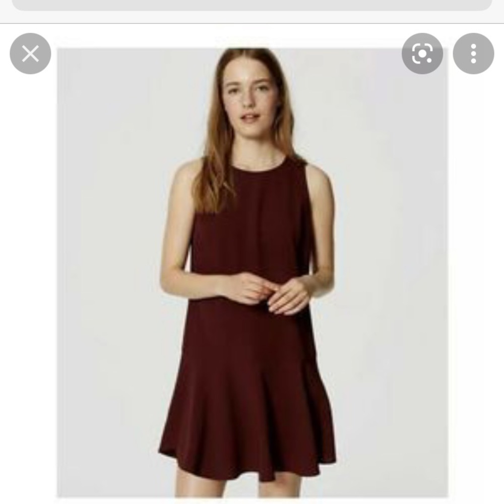 Loft dress drop waist dress in burgundy